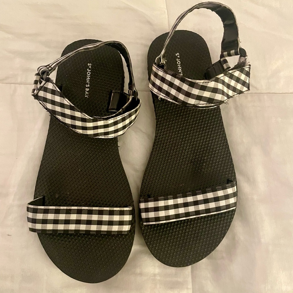 St. John's Bay Black and White Checkered Sandals
